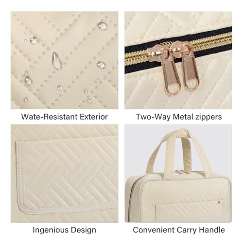 Hanging Toiletry Bag for Women Cosmetic Toiletries Travel,Beige - color: Beige