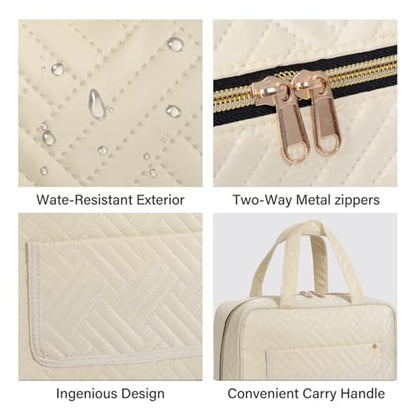 Hanging Toiletry Bag for Women Cosmetic Toiletries Travel,Beige - color: Beige