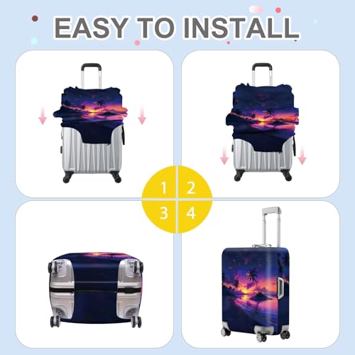 ANNA QUEEN Tropical Sunset Luggage Cover, Vibrant Palm Tree & Sunset Design, Stretchable, Washable Travel Sleeve for 20-22 Inch Suitcases - color: #1, size: S(fits 20-22inch suitcase)