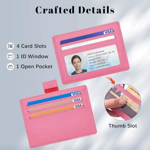 Airkit Small Slim ID Case, Womens Credit Card Holder Wallet, RFID Sleeve - color: Vibrant Pink