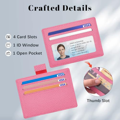 Airkit Small Slim ID Case, Womens Credit Card Holder Wallet, RFID Sleeve - color: Vibrant Pink