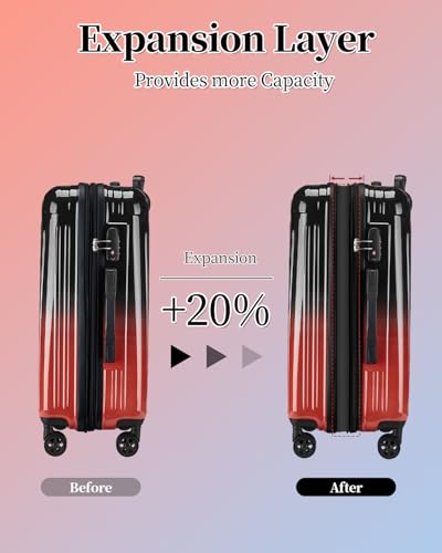Carry On Luggage 22x14x9 Airline Approved, Suitcases with Wheels - color: Orange, size: S(carry-on-20")
