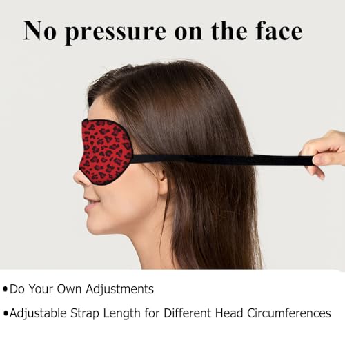 Red Leopard Pattern Silk Eye Mask Sleep Mask Animal Print Spot Speckle Eye Mask with Adjustable Strap Lightweight for Women Work Travel Night Sleep - color: Red Leopard Pattern