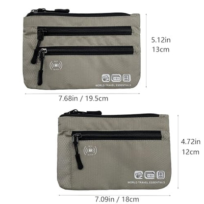 Passport Holder Bag Travel Wallet RFID Blocking Pouches, Two-Piece Set - color: Gray