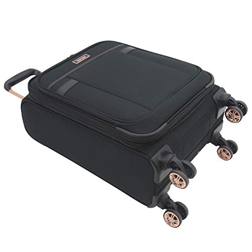 kensie Hudson Softside 3-Piece Spinner Luggage Set, Black with Rose Gold - color: Black with Rose Gold