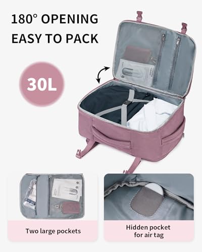 ECOHUB Travel Backpack Airline Approved Under Seat Personal Item Bag - color: Pink-2, size: 18 inch underseat