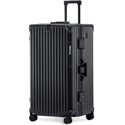 30 Inch Aluminium Frame Luggage, Large Checked Suitcase with Zipperless PC Hard Shell, Spinner Wheels, TSA Approved Lock and Lightweight Aluminum Luggage for Travel(Black, 30 Inch) - color: Black, size: 30 Inch