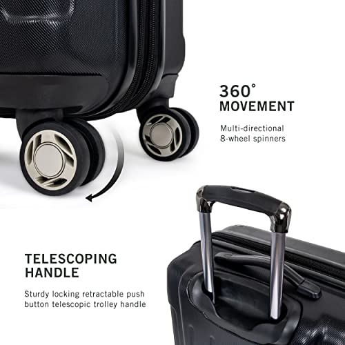 Kenneth Cole REACTION Renegade Luggage Expandable 8-Wheel Spinner Lightweight Hardside Suitcase, Black, 3-Piece Set (20"/24"/28") - color: Black, size: 3-Piece Set (20"/24"/28")
