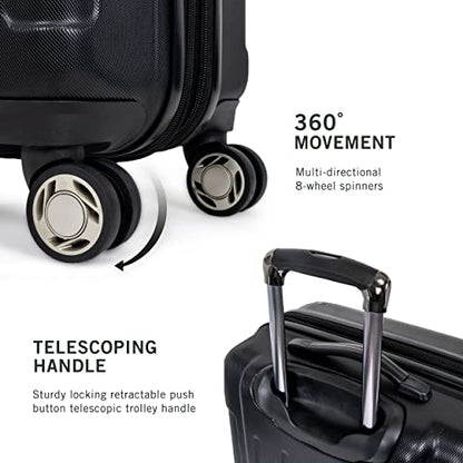 Kenneth Cole REACTION Renegade Luggage Expandable 8-Wheel Spinner Lightweight Hardside Suitcase, Black, 3-Piece Set (20"/24"/28") - color: Black, size: 3-Piece Set (20"/24"/28")