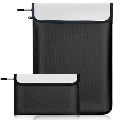 Fireproof Waterproof Document Bag Upgraded Two Pockets - 4200℉ Protection - color: Grey