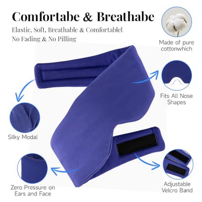 Cotton Sleep Eye Mask for Men and Women, 100% Blocking Light Sleeping Mask - color: Blue