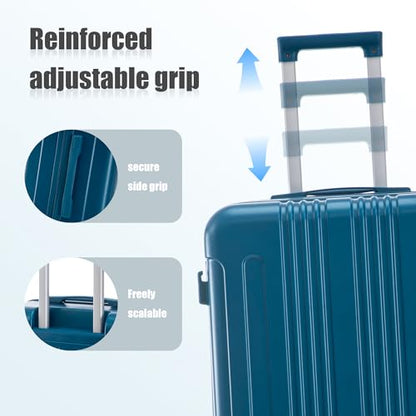 Hardside Luggage Sets, Lightweight Stripes Suitcase with Spinner Wheels, Blue-222 - color: Blue-222, size: 20/24/28 Inch