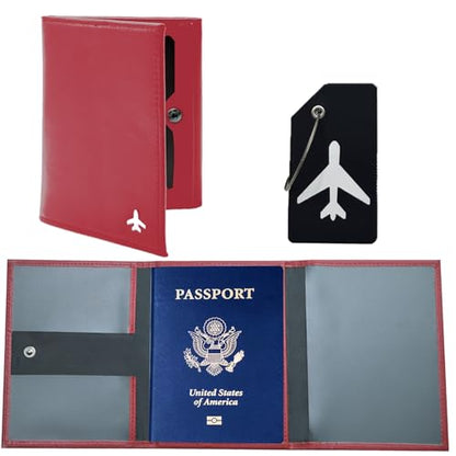 Pilot Wallet Passport Holder: Red Leather Travel Walle - color: Red