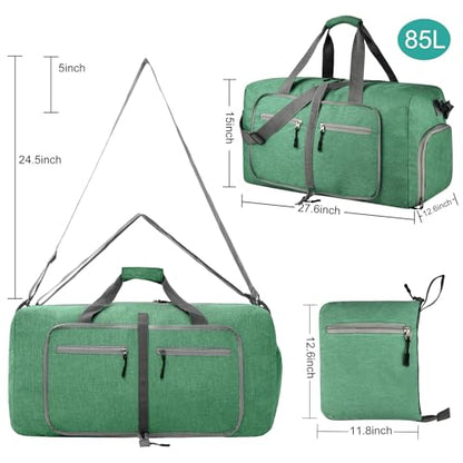 Dimayar 65L Foldable Duffle Bag, Travel & Weekender, Overnight, Gym - color: Forest Green, size: 65L