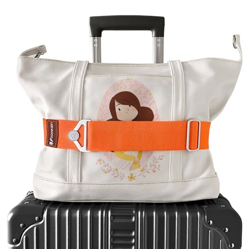 Luggage Straps for Suitcases, 2-in-1 Add a Bag Adjustable Travel Belt Black - color: Orange
