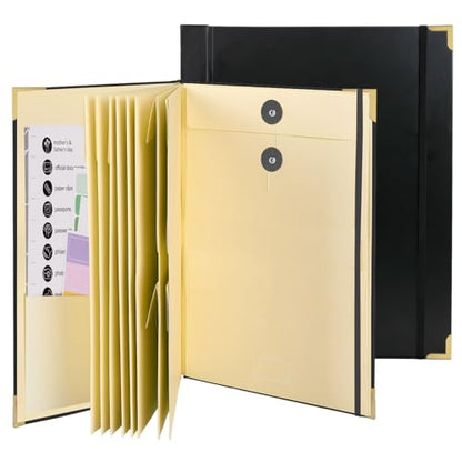 Document Organizer | in Case I Die Binder Organizer with Labels-Black+Khaki - color: Khaki
