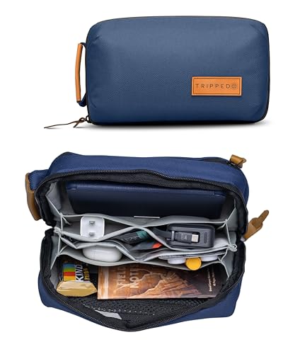 TRIPPED Travel Gear Tech Organizer Pouch for Cables and Accessories - color: Navy