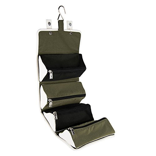 Lencca Stowaway Premium Utility Organizer Bag | Compact Travel Roll-Up Pouch with Detachab – Hanging Toiletry Travel Organizer with 4 Removable Pouches, Water-Resistant - color: Gem