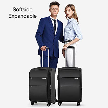 Hanke 20/24/28 Inch 3 Piece Luggage Set with Spinner Wheels Expandable Luggage Large Suitcases with Wheels Softside Checked Luggage Rolling Suitcase with Lock Lightweight Travel Luggage.(Dark Gray) - color: Dark Gray, size: 3-Piece Set (20-Inch, 24-Inch,