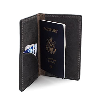 Leather Passport Holder for Men | Made in USA | 3.5" x 5.5" Field Notes Cover | Avalanche Gray - color: Avalanche Gray