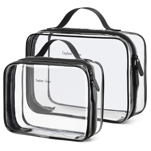 PACKISM Clear Makeup Bag Travel - TSA Approved Toiletry Bag, 2 Pack Black - color: 01 Elegant Black, size: Full Vacation (Mixed Sizes)