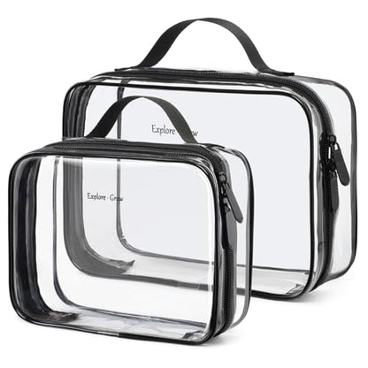 PACKISM Clear Makeup Bag Travel - TSA Approved Toiletry Bag, 2 Pack Black - color: 01 Elegant Black, size: Full Vacation (Mixed Sizes)