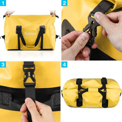 Gonex Waterproof Duffel Bag, 40L/60L/80L Roll-Top Travel Kayaking Dry Bag - color: Yellow, size: 80L