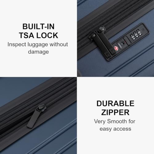 LEVEL8 Checked Luggage Expandable Large Suitcase 28 Inch Hardshell,Blue - color: Blue, size: Checked 28 Inch - Expandable