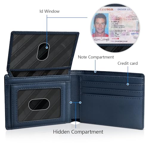 RUNBOX Wallet for Men -Slim Rfid Leather Mens Bifold Novelty Wallets 2 ID Window With Gift Box Men's Accessories - color: A Tibetan Blue