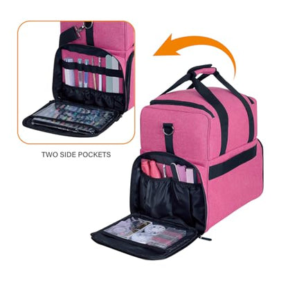 Large Makeup Bag with 3 Removable Case and 2 Removable Dividers,Red - color: Rose Red