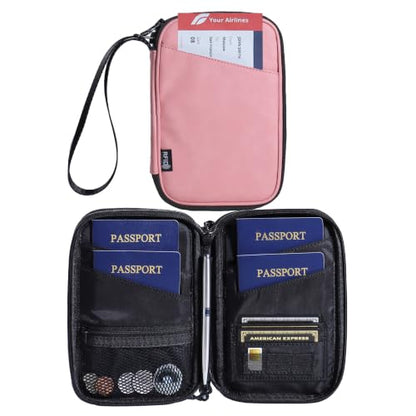 Lagre Family Passport Holder for 4, Pink - color: LAGRE PATTERN PINK