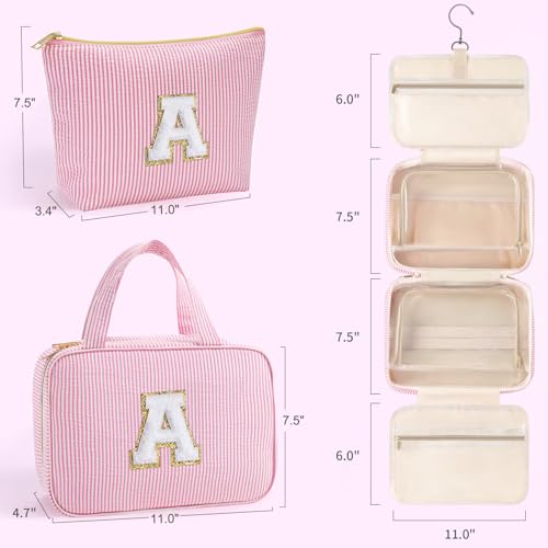 YOOLIFE Hanging Toiletry Bag - Large Capacity Personalized Travel Toiletry Bag for Women, Cruise Ship Essentials - Letter S, Purple - color: Purple, style: S