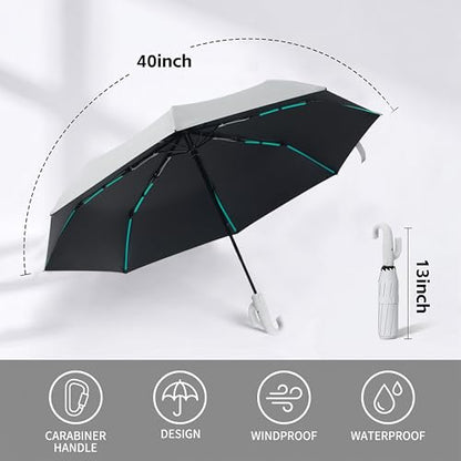 Compact Automatic Folding Umbrella – Portable Backpack Umbrella with Hook - color: grey2
