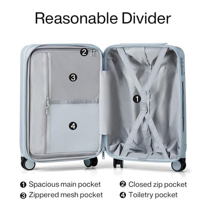 Hanke 20 Inch Expandable Carry on Luggage 22x14x9 Airline Approved - color: Grey, size: 20 Inch EXT