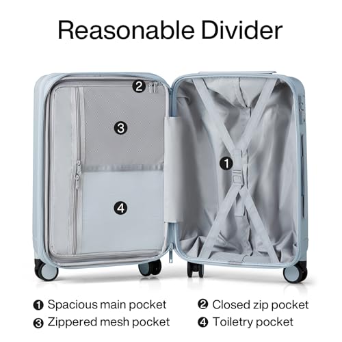 Hanke 24 Inch Expandable Medium Checked Luggage with 8 Spinner Wheels - color: Grey, size: 24 Inch EXT