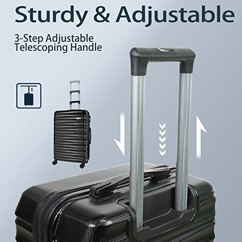Luggage Sets 3 Piece(20/24/28)-Suitcase Set- Luggage with Wheels-PC + ABS Durable Lightweight Rotating hardshell suitcase 5PCS (Black)… - color: 5pcs Black, size: 20/24/28