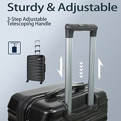 Luggage Sets 3 Piece(20/24/28)-Suitcase Set- Luggage with Wheels-PC + ABS Durable Lightweight Rotating hardshell suitcase 5PCS (Black)… - color: 5pcs Black, size: 20/24/28