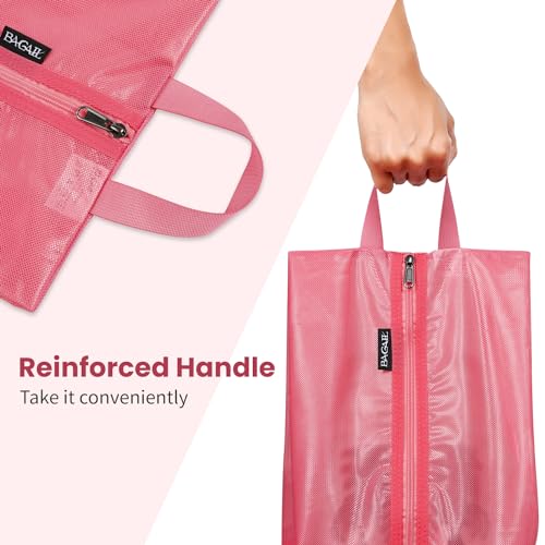 Bagail Shoe Bags for Travel,2 Set Shoe Bag for Storage in Closet,Transparent Shoe Packing Organizers with YKK Zipper (L 17"x10"x5", Coral 2pcs) | 17x10x5in,Fits Women’s US 5-12,Fits Men’s US 6-16,Visible Mesh,YKK Zipper,TPU Water Resistant Lining,Portable
