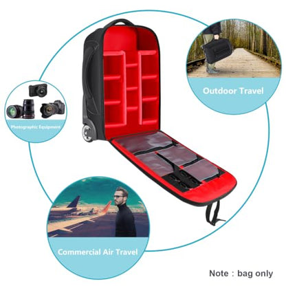 NEEWER 2 in 1 Rolling Camera Bag Backpack Suitcase Style - style: Nw3300-r