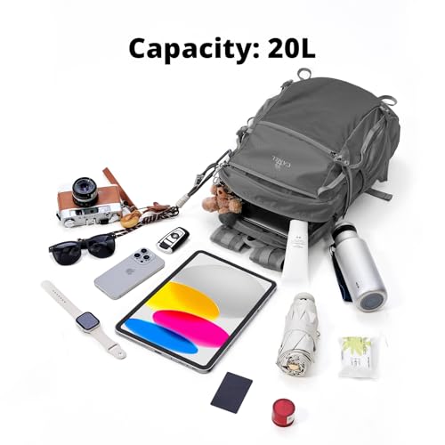 CAMEL CROWN Foldable Hiking Backpack Lightweight Travel Backpack Waterproof Small packable backpack Men's and Women's 20L - color: Dark Gray-20l