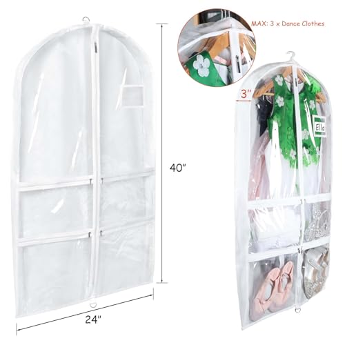 Syeeiex 40 Inch Clear Dance Costume Garment Bag, White, 5 Pack - color: Clear White, size: 5 Pack