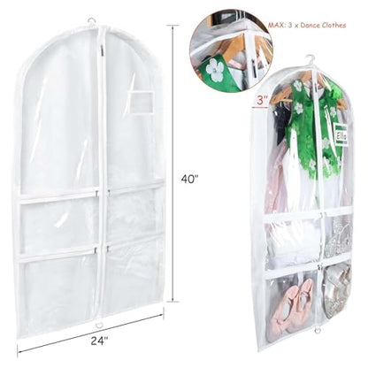 Syeeiex 40 Inch Clear Dance Costume Garment Bag, White, 5 Pack - color: Clear White, size: 5 Pack