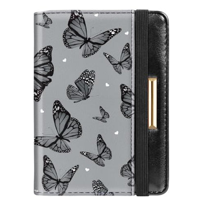 Coco Rossi Passport Holder for Travel Women Slim RFID Passport Cover Wallet - color: Black Butterfly
