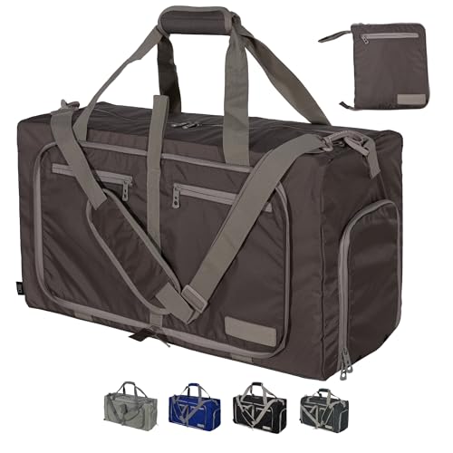 LEGEND 60L Foldable Duffle Bag With Shoe Compartment - Chocolate - color: Chocolate, size: 60L