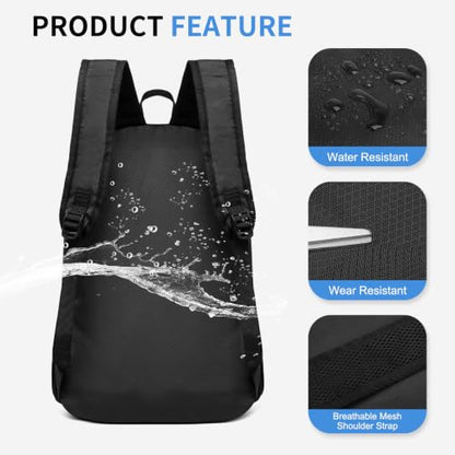 30L Large Hiking Daypack, Foldable Outdoor Backpack, Black - color: Black, size: 30L
