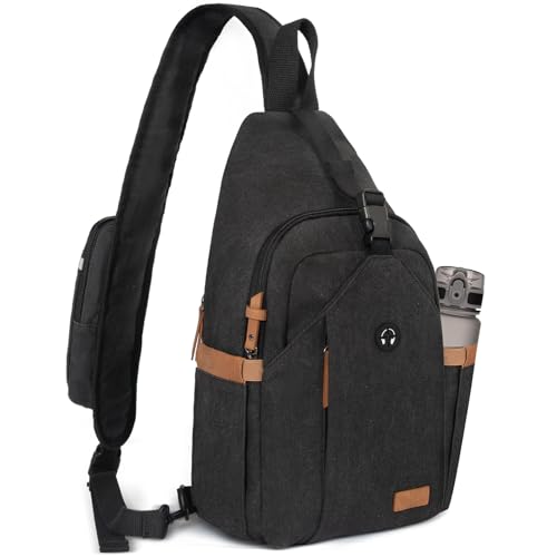 OSOCE Sling Bag for Men, Crossbody Bag Anti-Theft, Headphone Pocket - color: Black, size: Large