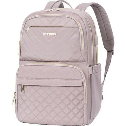 EMPSIGN Laptop Backpack Purse, 15.6 Inch - color: Grey Pink, size: 15.6 Inch