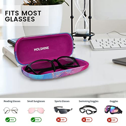 molshine Hard Shell PU Leather Glasses Case,Travel Portable Eyeglass Case for Men Women Girl Travel Study Work - color: Rose Red