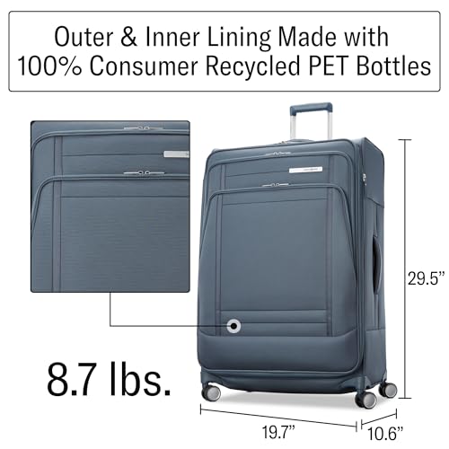 Samsonite UpLIFT Lightweight Large Checked Softside Luggage with Spinner Wheels - Expandable - Airline-Approved, Polyester Soft Suitcase for Ultra Light Travel - Elemental Blue - color: Elemental Blue, size: Large Checked
