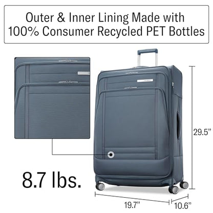 Samsonite UpLIFT Lightweight Large Checked Softside Luggage with Spinner Wheels - Expandable - Airline-Approved, Polyester Soft Suitcase for Ultra Light Travel - Elemental Blue - color: Elemental Blue, size: Large Checked